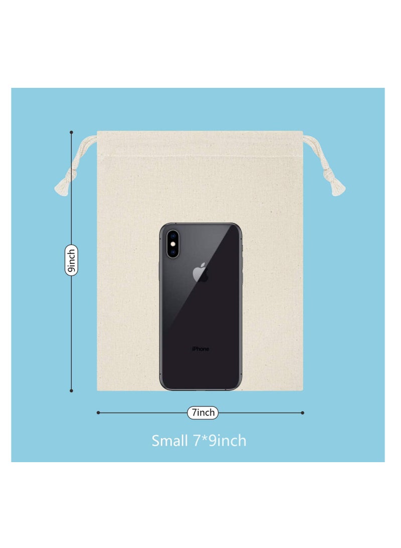 KASTWAVE 12 عبوة من أكياس المنتجات القابلة لإعادة الاستخدام مقاس 17 سم × 23 سم، أكياس موسلين مع أربطة للتسوق والتخزين، أكياس من القطن الطبيعي بنسبة 100%، قابلة للغسل، قابلة للتحلل البيولوجي، للفاكهة والخضروات والمزيد، آمنة على الطعام - Image 4