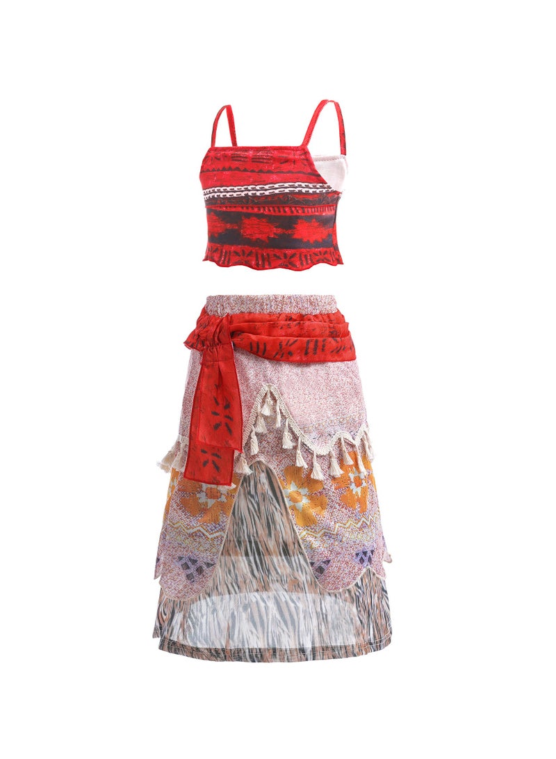 SISGL Moana Skirt Set Mirabel Dress For Girls Isabela Madrigal Pepa Costume For Kids Cosplay Party Dress Up Princess Floral Outfit Set - Image 4