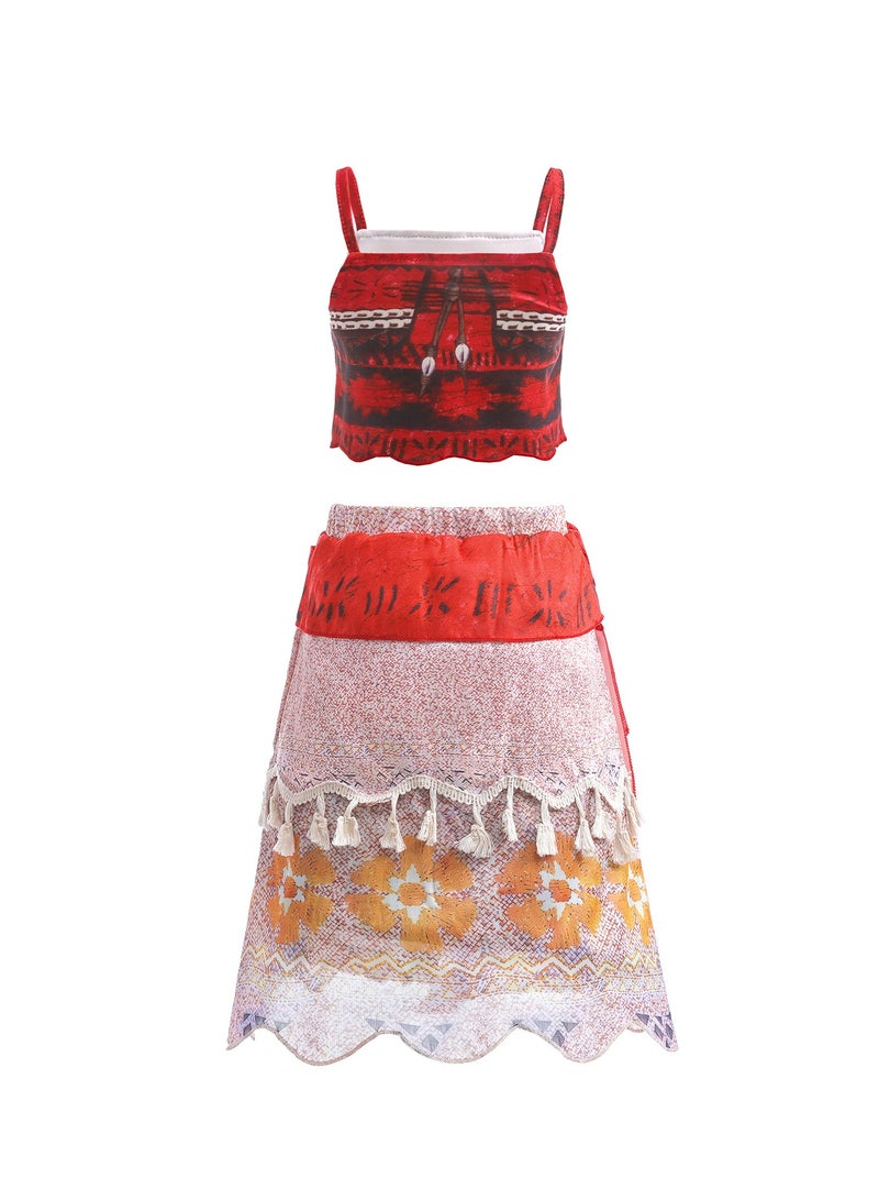 SISGL Moana Skirt Set Mirabel Dress For Girls Isabela Madrigal Pepa Costume For Kids Cosplay Party Dress Up Princess Floral Outfit Set - Image 5