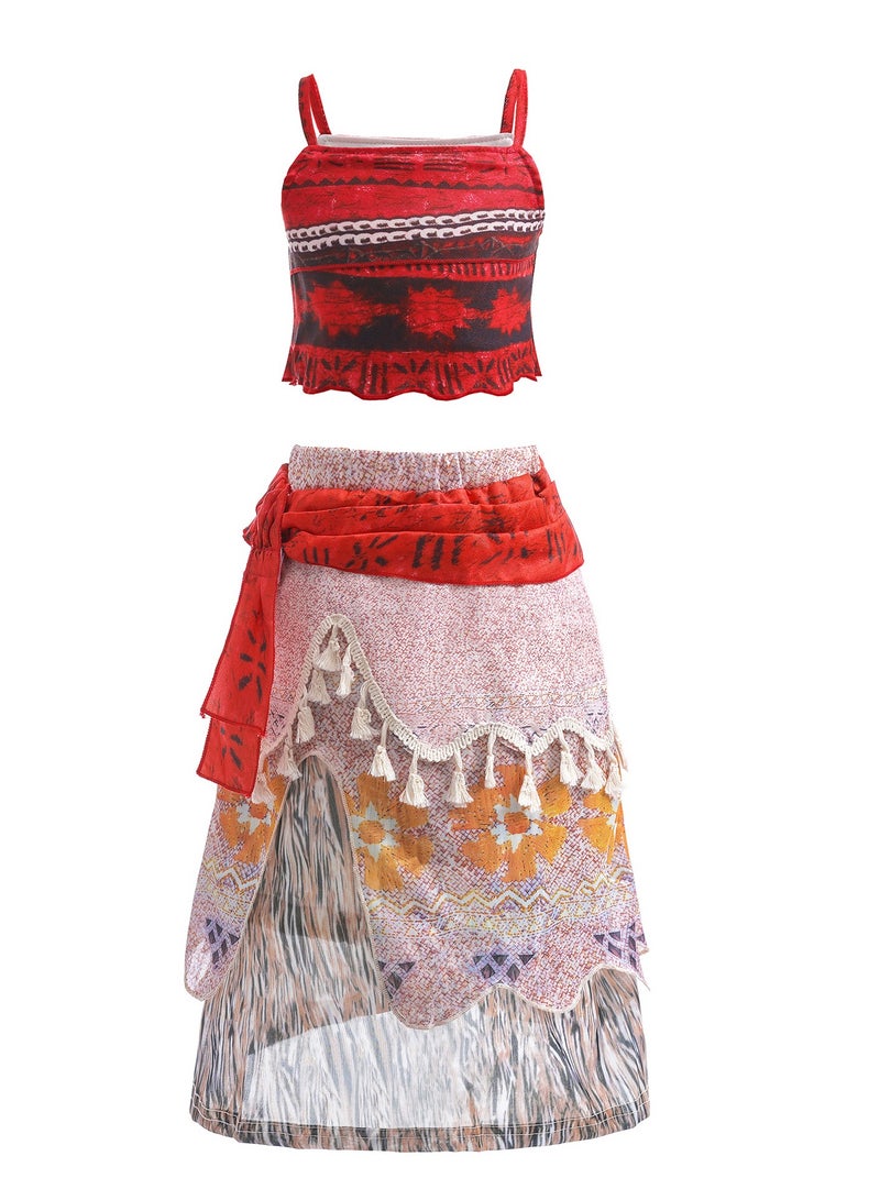 SISGL Moana Skirt Set Mirabel Dress For Girls Isabela Madrigal Pepa Costume For Kids Cosplay Party Dress Up Princess Floral Outfit Set - Image 3