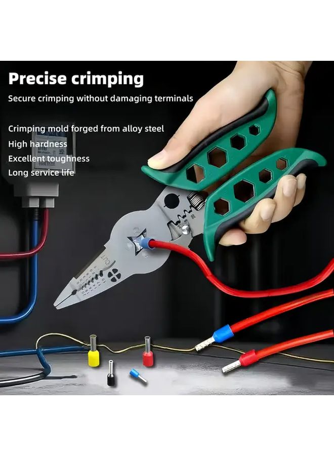 1pc Multi Function Tubular Terminal Crimping Stripping Pliers Professional Electrician Tool - Image 4