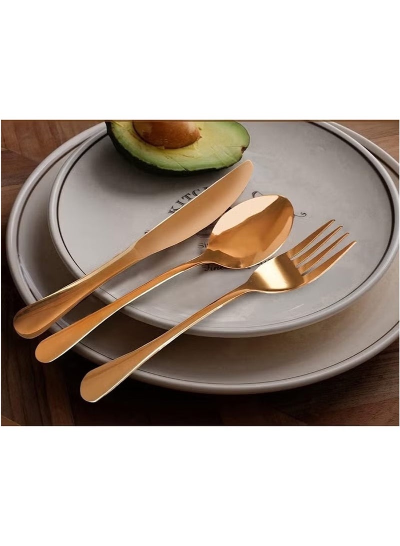 Huitich 24-Piece Stainless Steel Cutlery Set with Stand – Rose Gold Finish - Image 3
