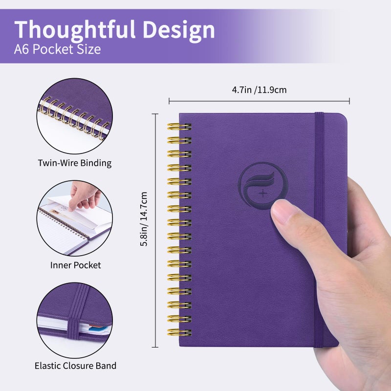 Blugool Small Password Book with Alphabetical Tabs, Password Keeper Book for Seniors, Individual & Colorful Tabs, Spiral Hardcover Password Notebook Small for Website Logins, 4.7" x 5.8", Purple - Image 3