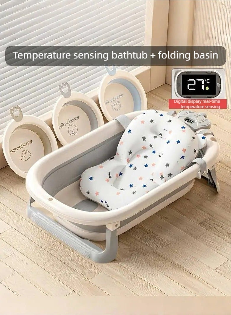 أنا أحب الأطفال 5 PCS حوض استحمام قابل للطي محمول للطفل حديث الولادة إلى الطفل الصغير مع ناعم وسادة ماء المقابس ومكافحة الانزلاق دعم الساقين لا انزلاق معلقة وقابلة للفصل حوض استحمام,1 جهاز كمبيوتر شخصي حوض استحمام الطفل مع 3 جهاز كمبيوتر شخصي قابل للطي حوض و 1 حمام حصيرة - Image 1