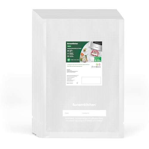 Bonsenkitchen Precut Vacuum Sealer Bags, 100 Gallon 11" x 16" Food Sealer Bags, Food Grade, BPA Free, Heavy Duty, Customized Vacuum Bags for Vac Storage, Meal Prep or Sous Vide Cooking, VB3214 - Image 1
