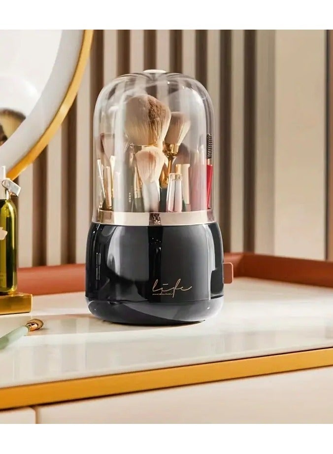 ORiTi Makeup Brush Holder Organnizer With Clear Lid 360 Rotating Dustprooof DDesktop Makeup Brushes Organizer for Vanity - Image 1