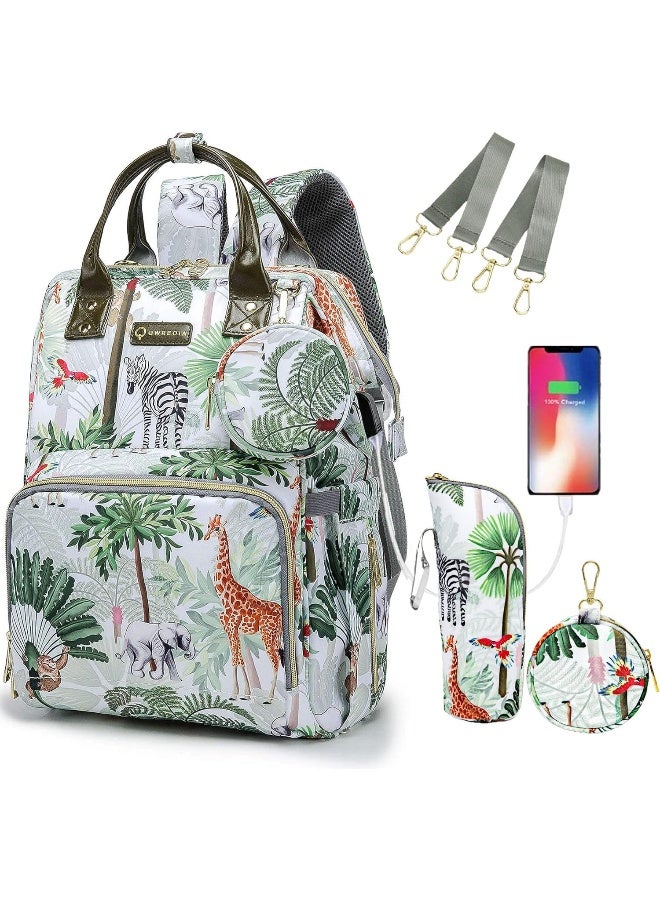 Qwreoia Tropical Rainforest Diaper Bags for Baby Girl - Image 1
