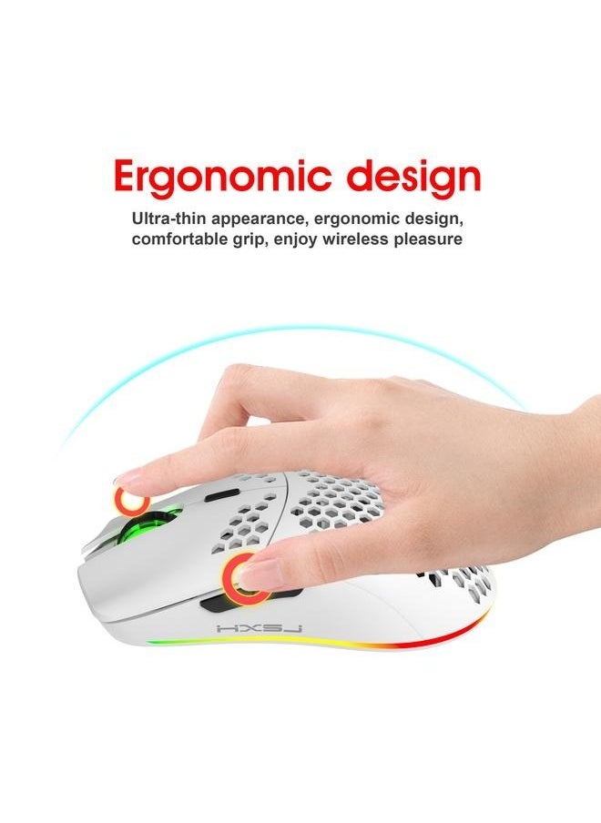 yongsheng - T66 RGB  Wireless Gaming Mouse With Adjustable DPI Ergonomic Design For Desktop Laptop White/Silver - Image 1