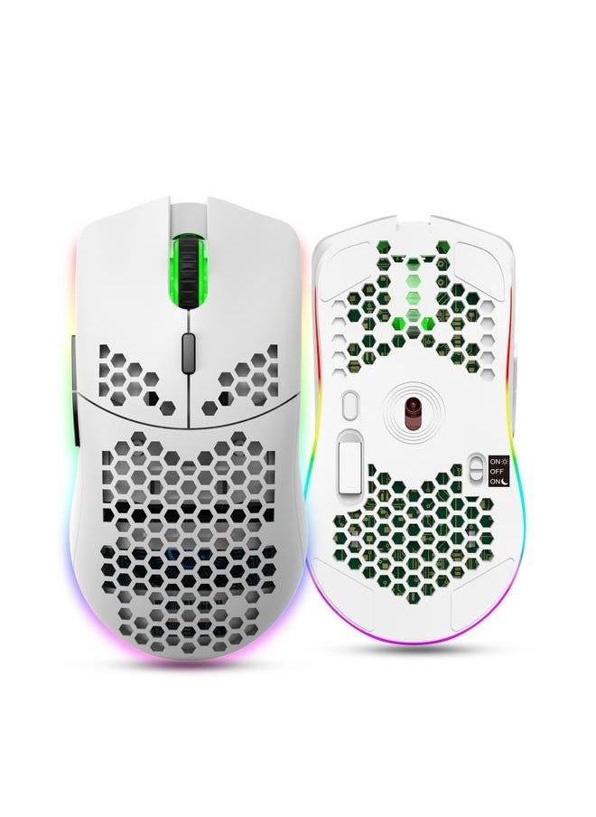 yongsheng - T66 RGB  Wireless Gaming Mouse With Adjustable DPI Ergonomic Design For Desktop Laptop White/Silver - Image 1