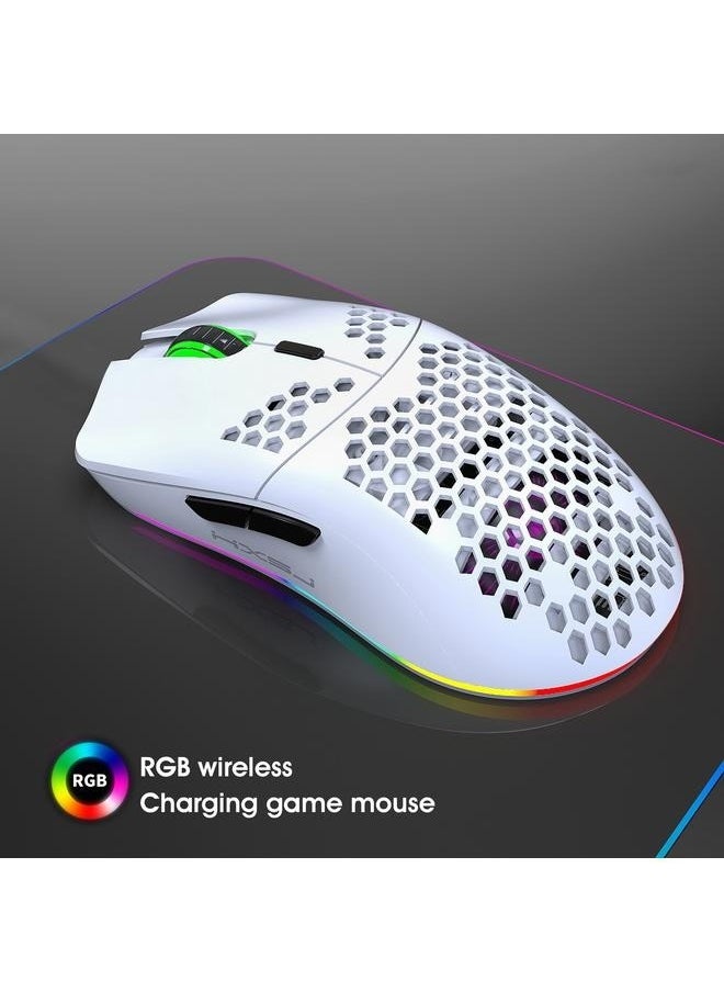 yongsheng - T66 RGB  Wireless Gaming Mouse With Adjustable DPI Ergonomic Design For Desktop Laptop White/Silver - Image 1