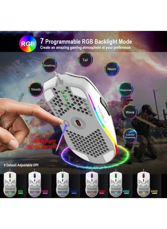 yongsheng - T66 RGB  Wireless Gaming Mouse With Adjustable DPI Ergonomic Design For Desktop Laptop White/Silver - Image 1