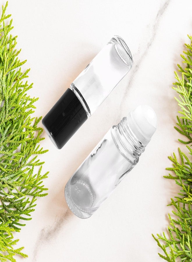 CLANRIZA Roll on Glass Bottles 1 OZ, Pack of 2 Clear, Empty Bottles, Refillable 30 ml Size With Rollers - Image 2