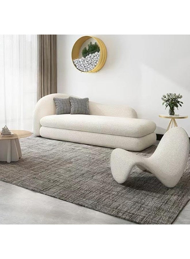 Comfynest Contemporary Faux Sherpa Sofa In Off-White - Image 1