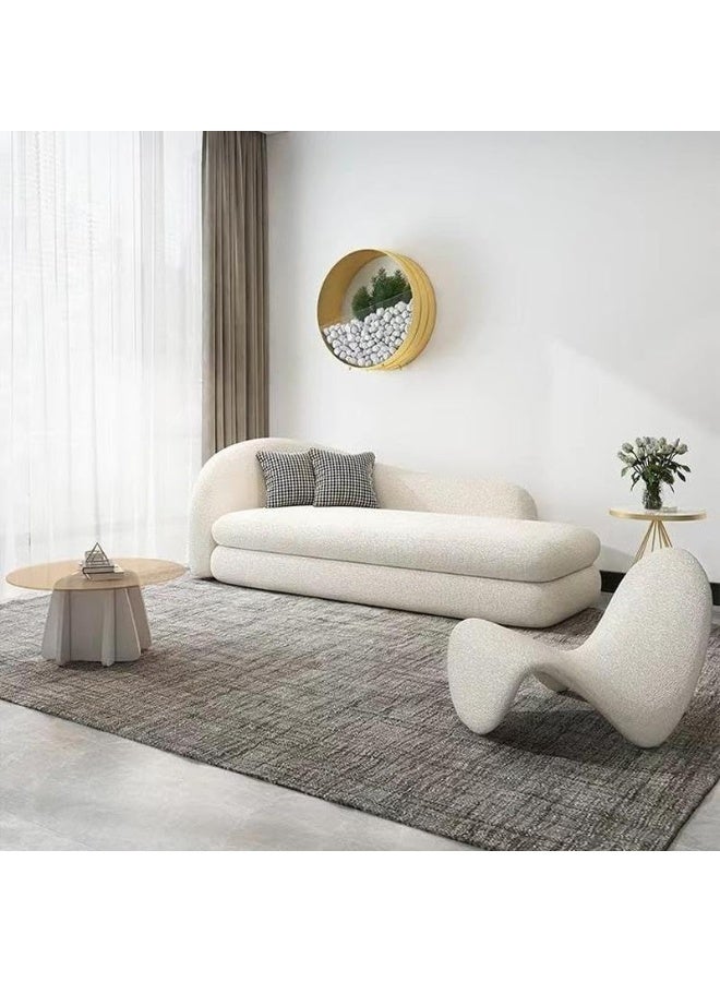 Comfynest Contemporary Faux Sherpa Sofa In Off-White - Image 2