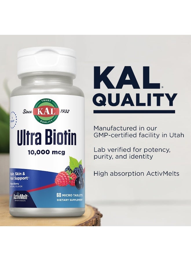 KAL Ultra Biotin 10,000 mcg Micro Tablets for Hair Support - Image 4