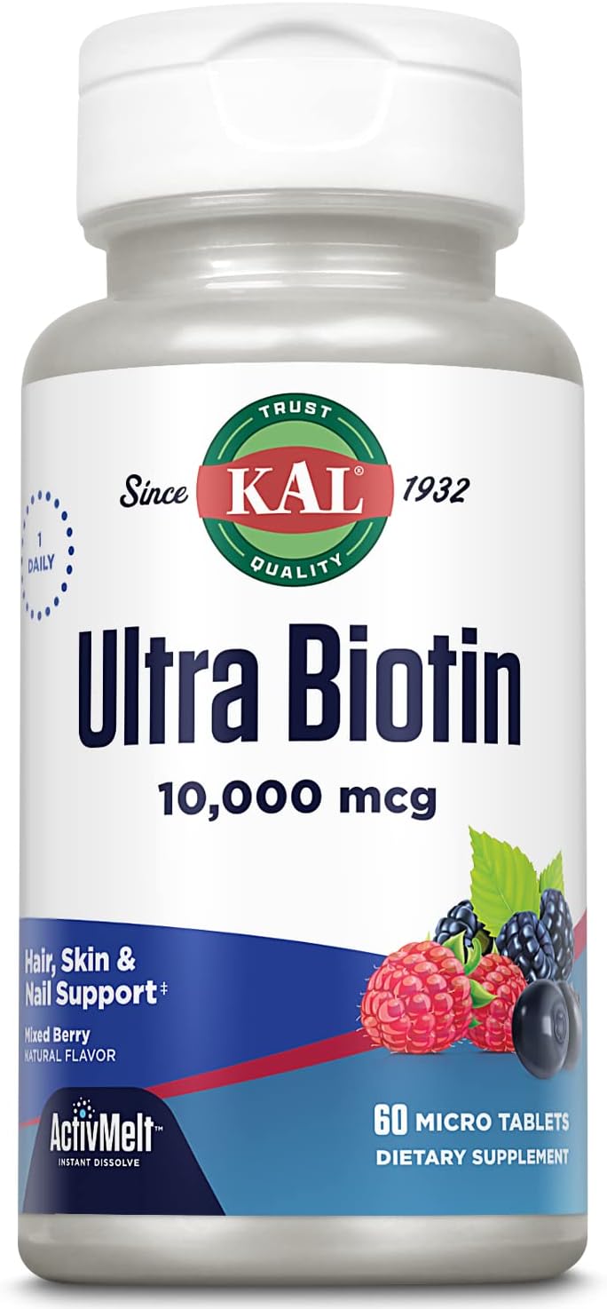 KAL Ultra Biotin 10,000 mcg Micro Tablets for Hair Support - Image 1
