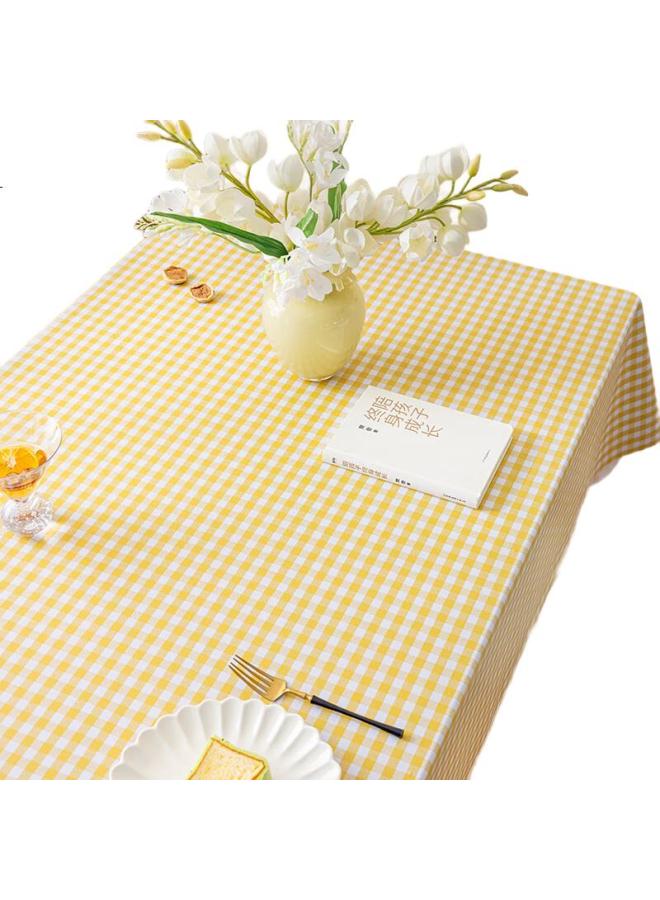 Aiwei Tablecloth, Waterproof And Oil-Proof, Washable, Rectangular Dining Table Cover, Pvc Coffee Table Mat, Tablecloth, 90*140, Cream Check Pattern