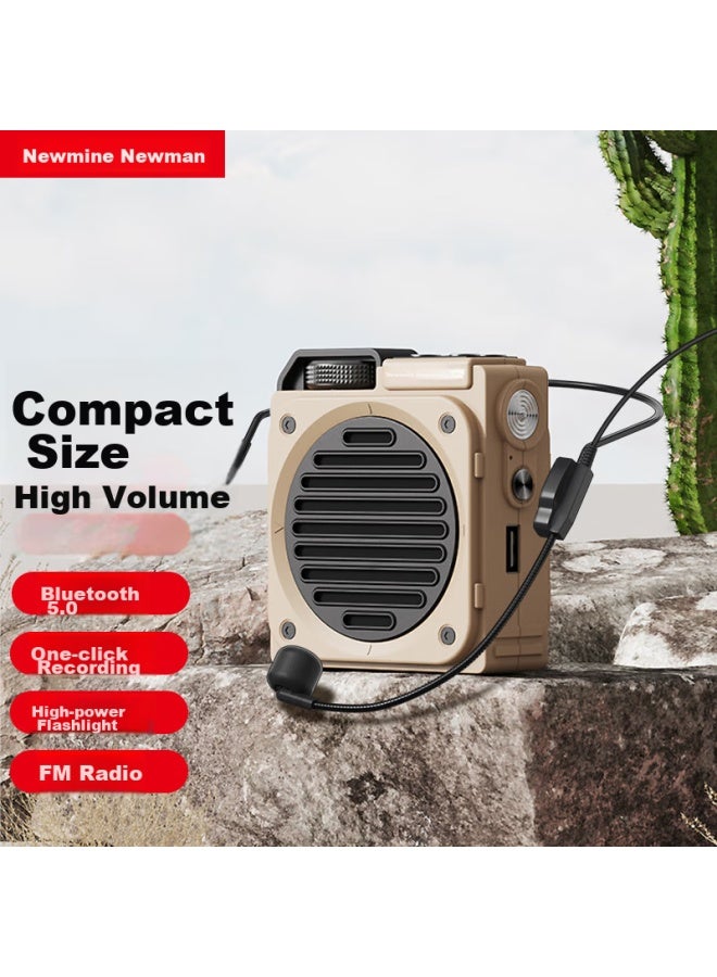 Newmine Ms12 Little Bee Amplifier, Teacher-specific Loudspeaker, Tour Guide Waist-mounted Bluetooth Speaker, Mini Portable Promotional Lecturing Teaching Megaphone, High Volume, Beige - Image 1
