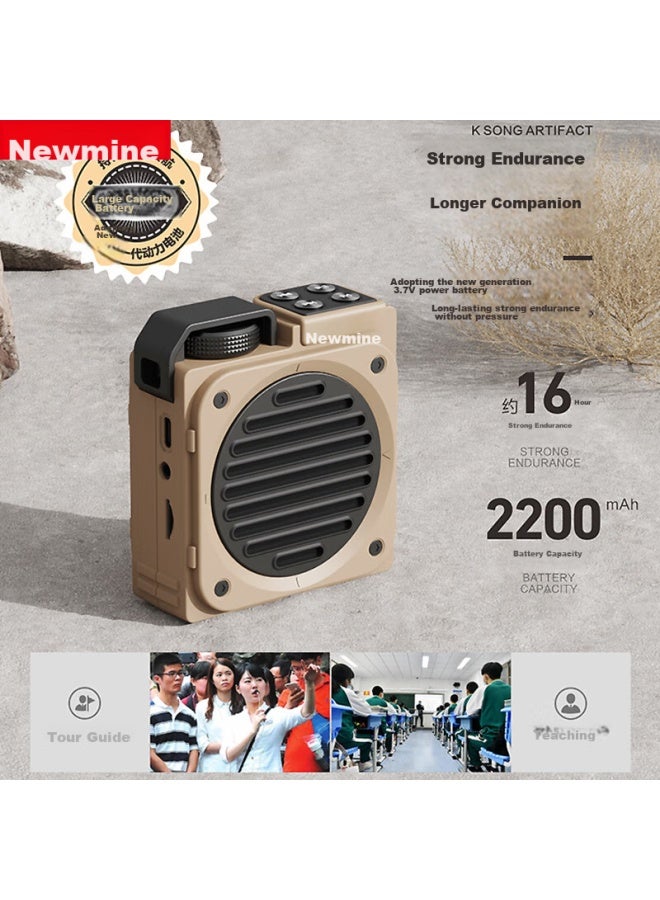 Newmine Ms12 Little Bee Amplifier, Teacher-specific Loudspeaker, Tour Guide Waist-mounted Bluetooth Speaker, Mini Portable Promotional Lecturing Teaching Megaphone, High Volume, Beige - Image 4