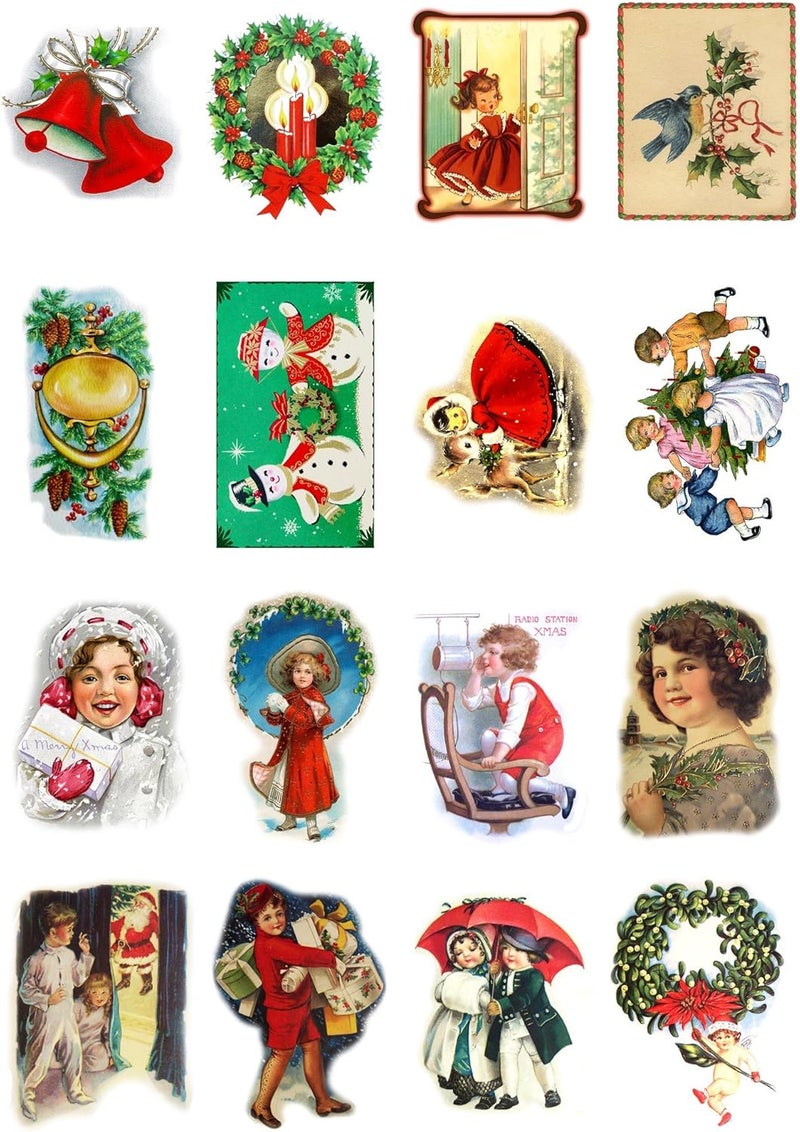Flonz Decoupage Paper Pack (10sheets A4 / 8"x12") Vintage Christmas Decorations Kids Gift Vintage Ephemera - Image 1
