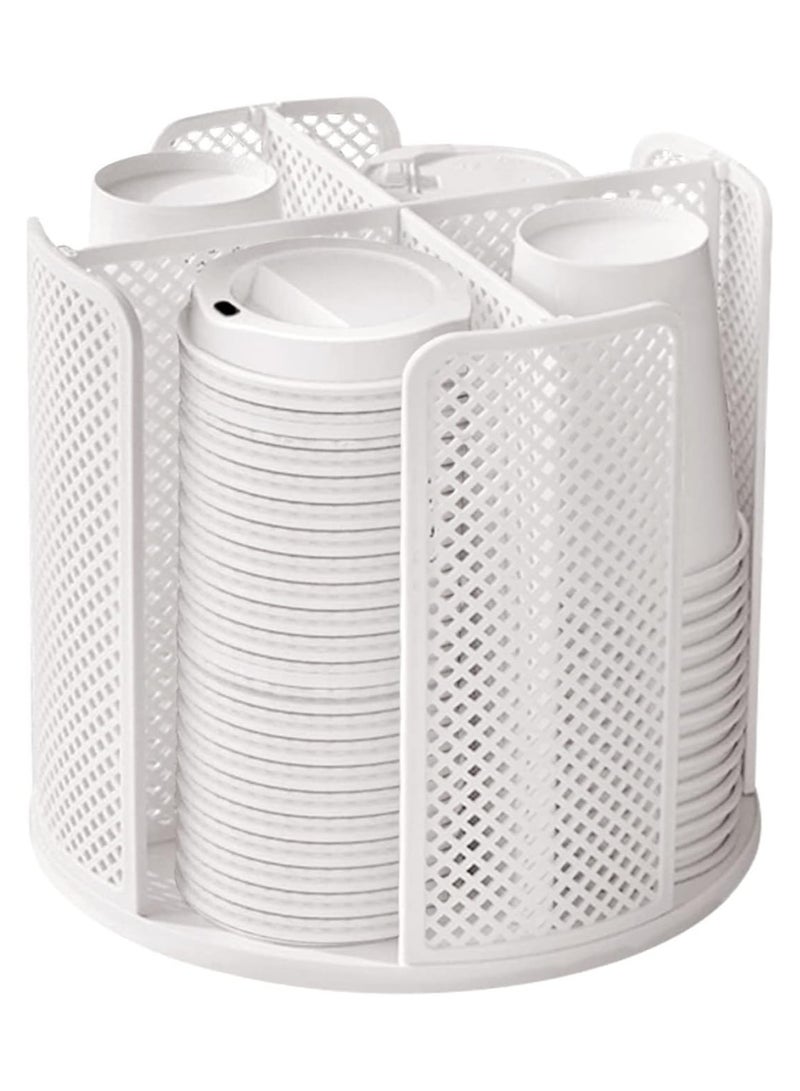 هومستر كوب ورق دوار وحامل كوب منظم الغطاء مع 4 مقصورات كوب تخزين منظم كوب القهوة موزع للطاولة ، غرفة الاسترخاء ، المطبخ - Image 1