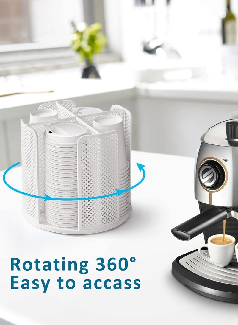 هومستر كوب ورق دوار وحامل كوب منظم الغطاء مع 4 مقصورات كوب تخزين منظم كوب القهوة موزع للطاولة ، غرفة الاسترخاء ، المطبخ - Image 3