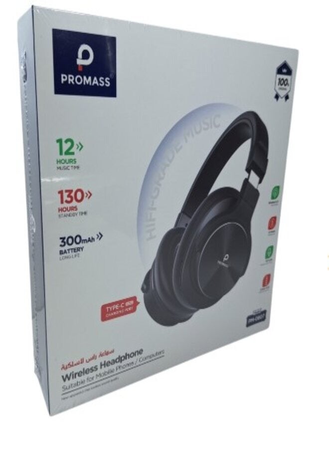 PROMASS PM-0807 Black Wireless Headphone with Noise Isolation - Image 2