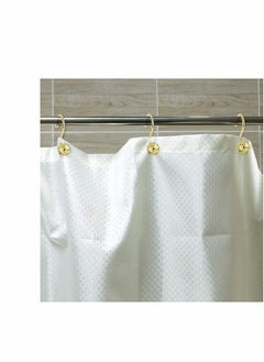 Excefore Curtain Rod Shower Curtain Hooks Rings,  12 Pcs Decorative Hollow Ball Hanger, Brass Decorative Shower Curtain Hooks, Bling Metal Rustproof Shower Hangers Rings for Bathroom, Gold  - Image 4