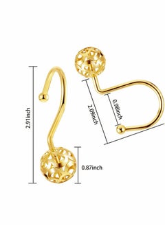 Excefore Curtain Rod Shower Curtain Hooks Rings,  12 Pcs Decorative Hollow Ball Hanger, Brass Decorative Shower Curtain Hooks, Bling Metal Rustproof Shower Hangers Rings for Bathroom, Gold  - Image 5