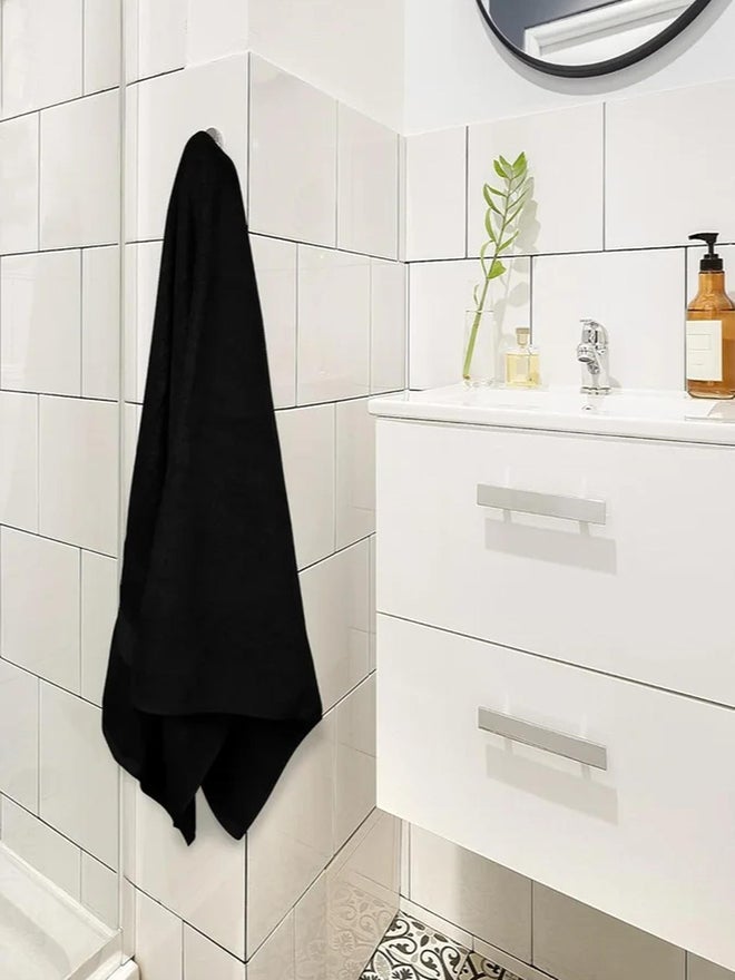 1CHASE Pack of 2 - Cotton Bath Towel, Black 70x140cm - Image 2