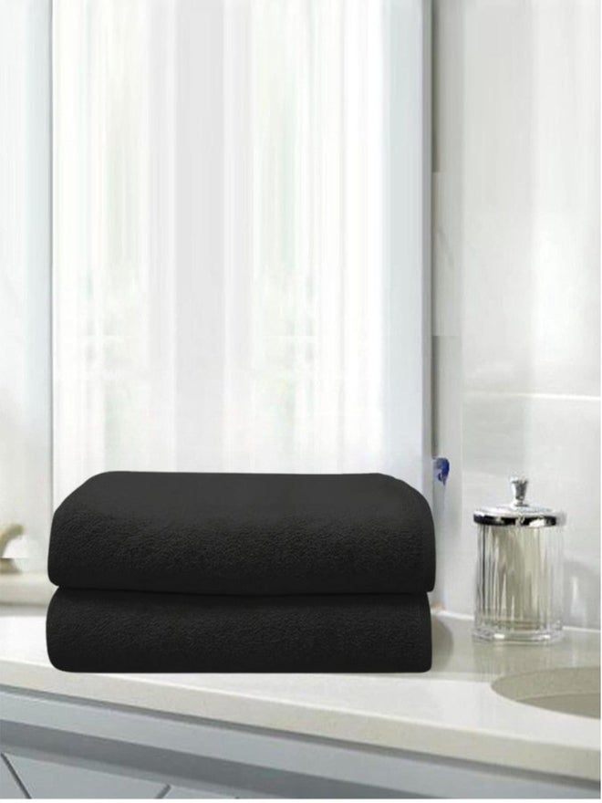 1CHASE Pack of 2 - Cotton Bath Towel, Black 70x140cm - Image 1