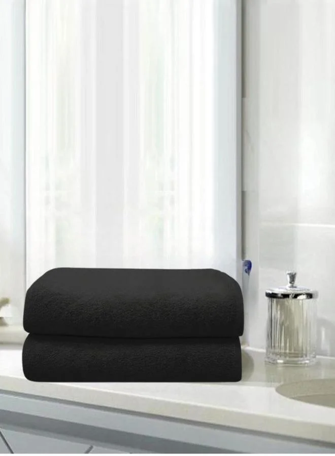 1 تشيس قطعتان من مناشف الحمام القطنية، أسود ٧٠١٤٠ سم