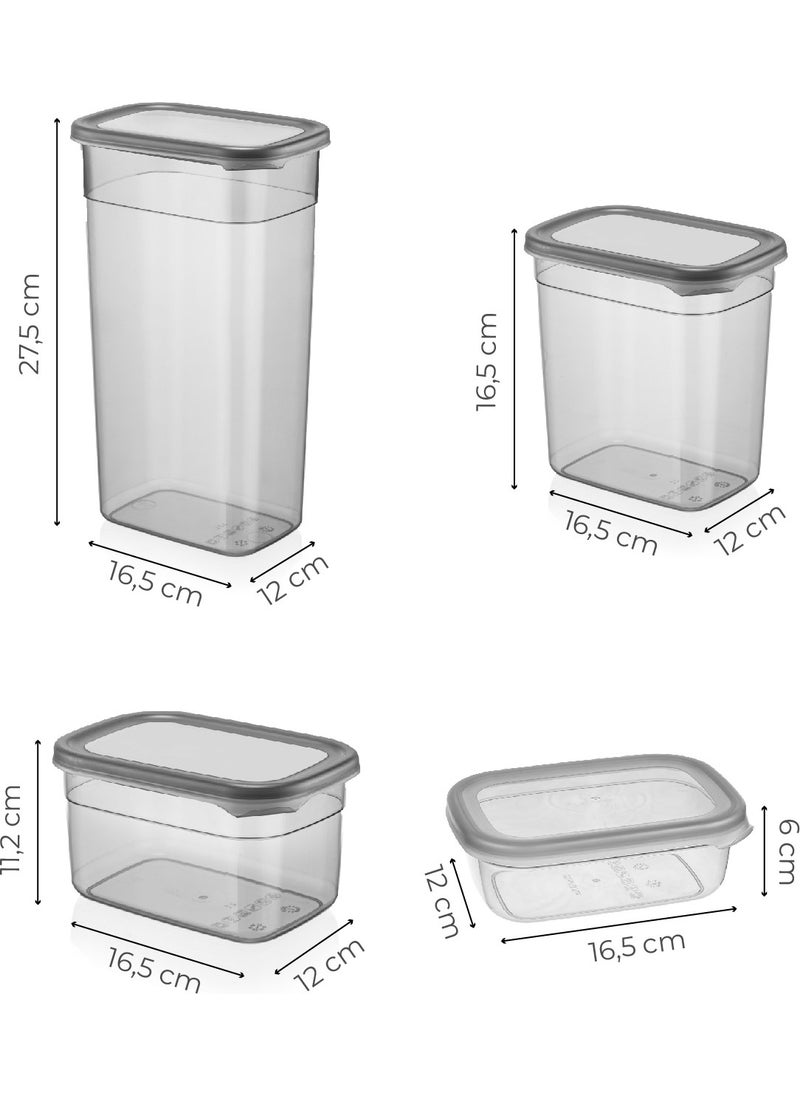32-Piece Sealed Rectangular Storage Container Set 8x(3.2 2 1.3 0.67 lt) with Serigraphy Label