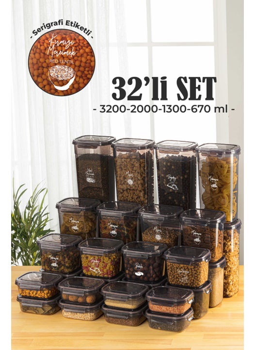 32-Piece Sealed Rectangular Storage Container Set 8x(3.2 2 1.3 0.67 lt) with Serigraphy Label