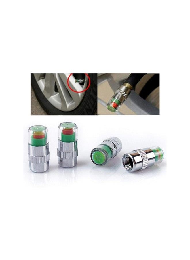 Generic - 4 Pcs Car Tire Pressure Cap Monitor Valve Stem Caps Car Tyre Pressure Sensor Indicator with 3 Color Eye Alert, Car Tyre Accessories - Image 1