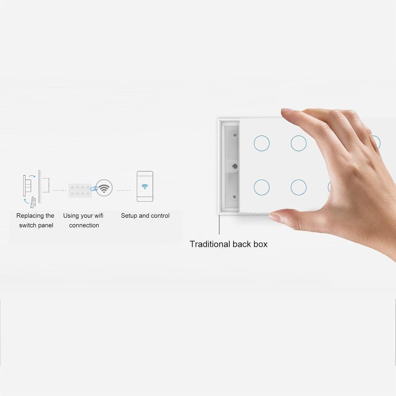خطط شراء ميسورة مفتاح اللمس الذكي WALFRONT 8 مجموعات، مفتاح حائط لاسلكي ذكي WiFi للتحكم في المنزل، جهد AC100-240V، مع إعداد مؤقت وجدولة سهل نقل واستخدام معا مقاوم للماء والصدأ ألوان متنوعة - Image 4