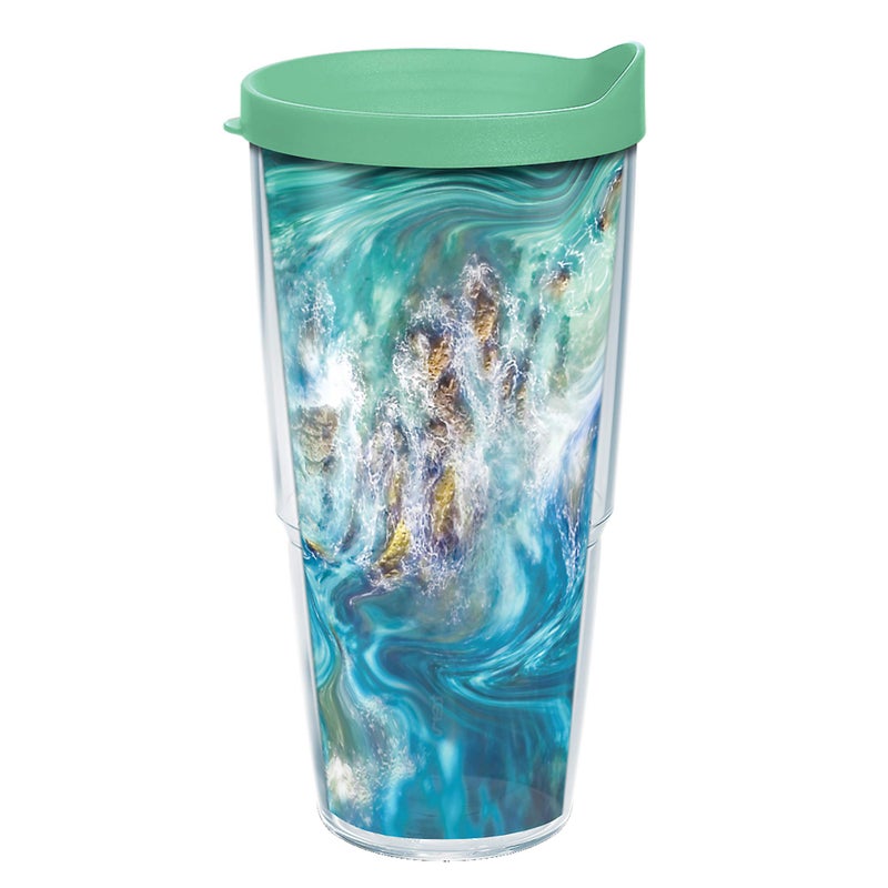 Tervis Teal Splash Made in USA Double Walled Insulated Tumbler Travel Cup Keeps Drinks Cold  Hot 24oz Classic