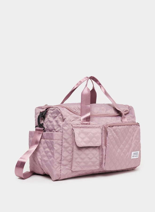 ستايلي حقيبة جيم بنسيج بارز وجيب أمامي - Image 1