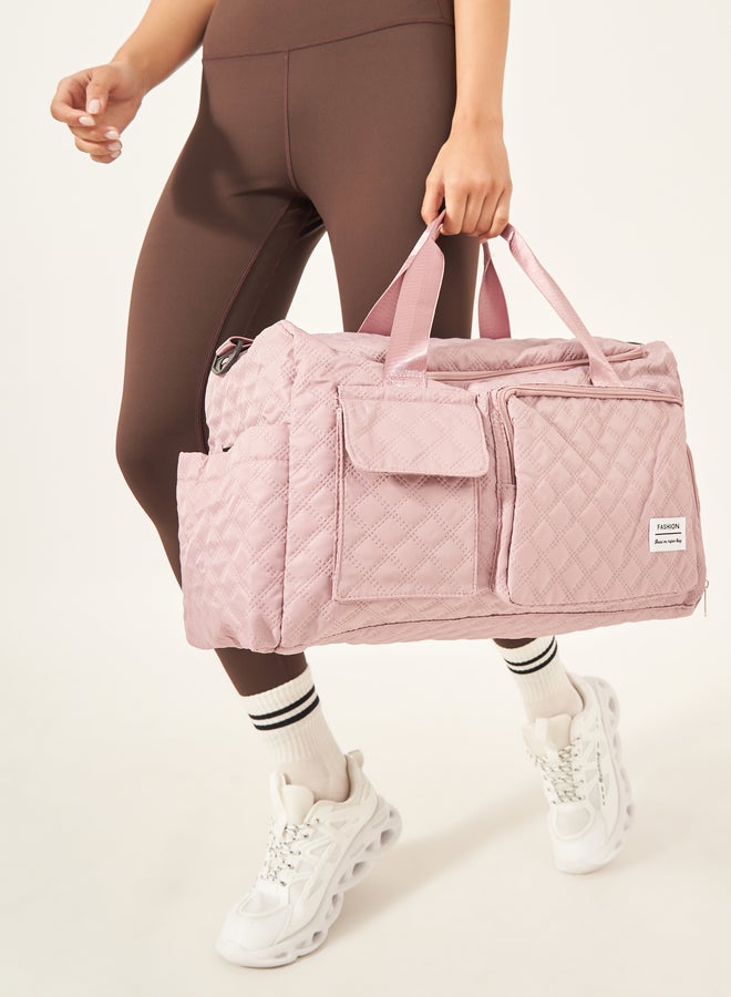 ستايلي حقيبة جيم بنسيج بارز وجيب أمامي - Image 3