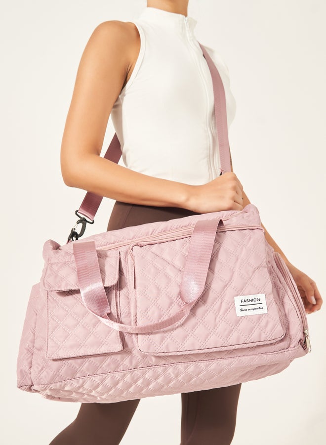 ستايلي حقيبة جيم بنسيج بارز وجيب أمامي - Image 2