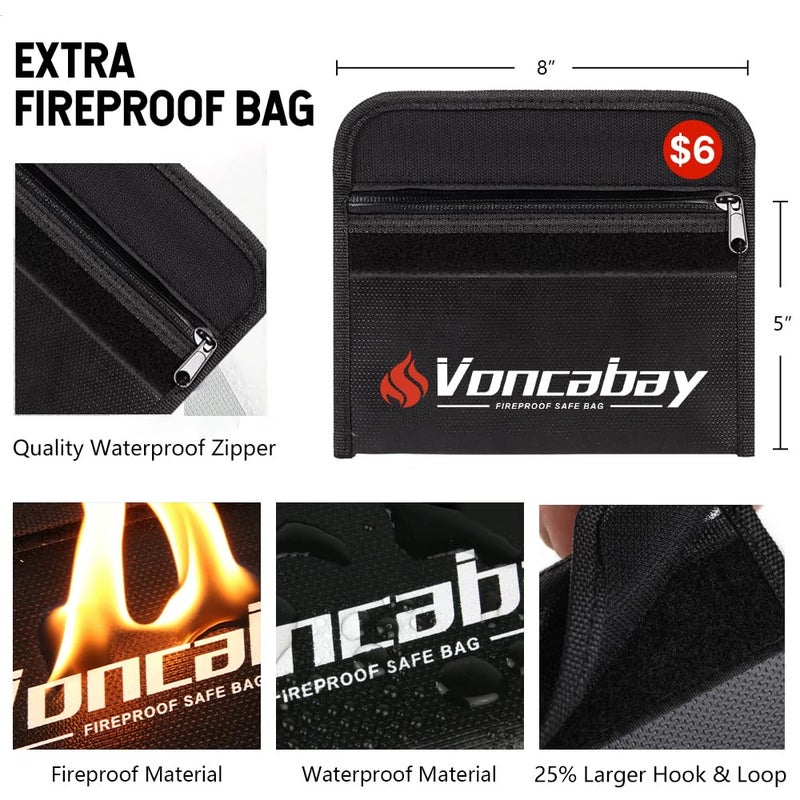 Voncabay Money Safe Box for Home with Sensor Light & Fireproof Money Bag - 0.23 Cubic Feet Security Safe Box with Digital Keypad, Keys & Pass Code Lock, 9.05" W x 6.69" D x 6.69" H, Black - Image 4