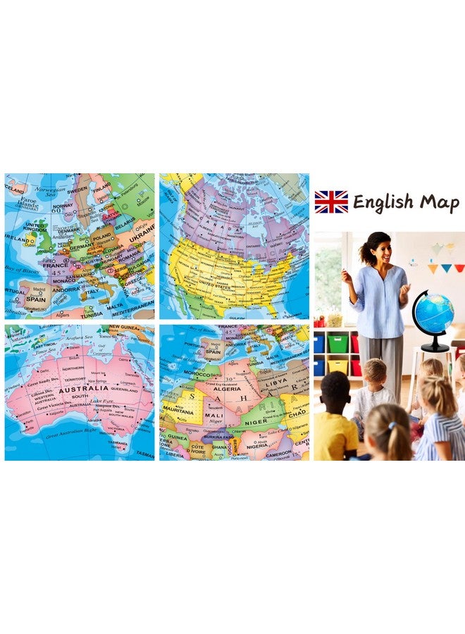 إكسرز كرة أرضية تعليمية - خريطة سياسية - مقاس 8 بوصات من EXERZ - باللغة الإنجليزية - Image 4