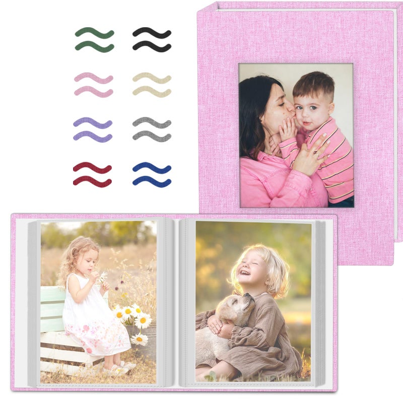 Popotop 2 Pack Photo Album 4x6 Pictures, Small Linen Slip-in Photo Albums Book for 80 Photos with 40 Pockets, Birthday Gifts for Women Mom Family Baby - Image 1