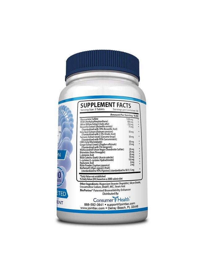 Consumer Health Ultimate Joint Support Improve Mobility Glucosamine Chondroitin Turmeric Bioperine High Absorption 90 Tablets Vegan