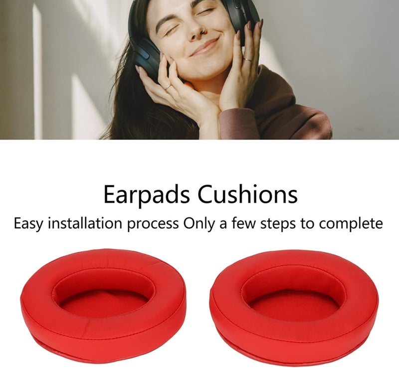 Replacement Ear Pads for HM5 Headphones, Noise Insulating Thickened Ear Cushions with Soft Comfortable Fit, Durable Earpads for Enhanced Sound Quality (Red Protein Leather Style) - Image 4