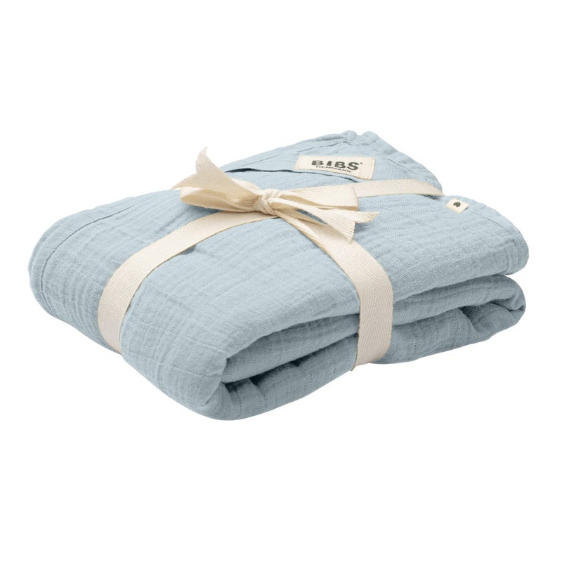 Bibs Cuddle Baby Swaddle | 100% Organic Muslin Fabric | Soft, Breathable & Absorbent | Made in Denmark | Measures 47" x 47" (Baby Blue) - Image 1