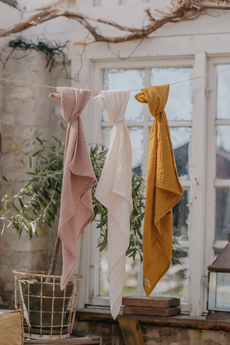 Bibs Cuddle Baby Swaddle | 100% Organic Muslin Fabric | Soft, Breathable & Absorbent | Made in Denmark | Measures 47" x 47" (Baby Blue) - Image 5