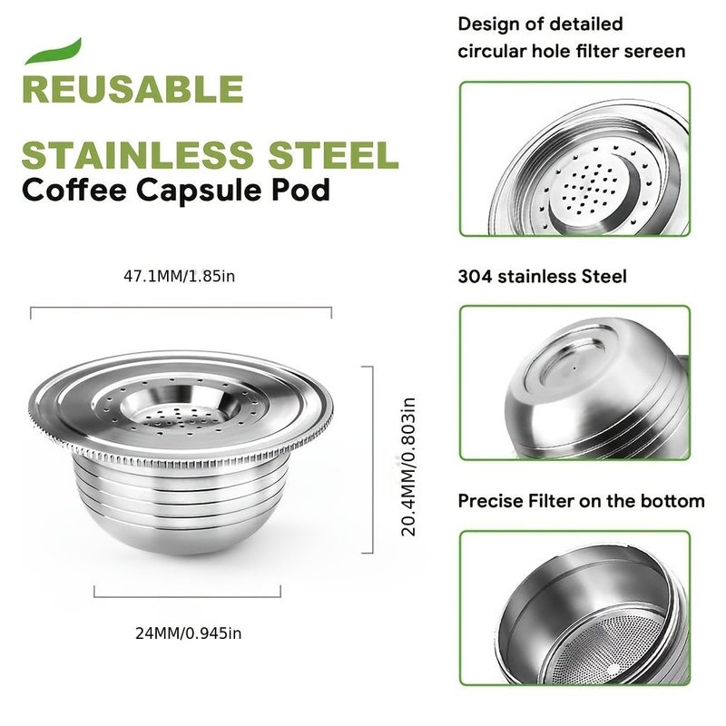 Compatible Reusable Stainless Steel Coffee Filter Shell 1 Capsule - Image 3