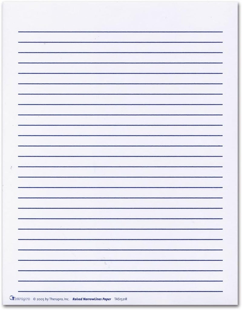 MaxiAids Raised Lines Paper - Narrow, 50 Sheets, Blue