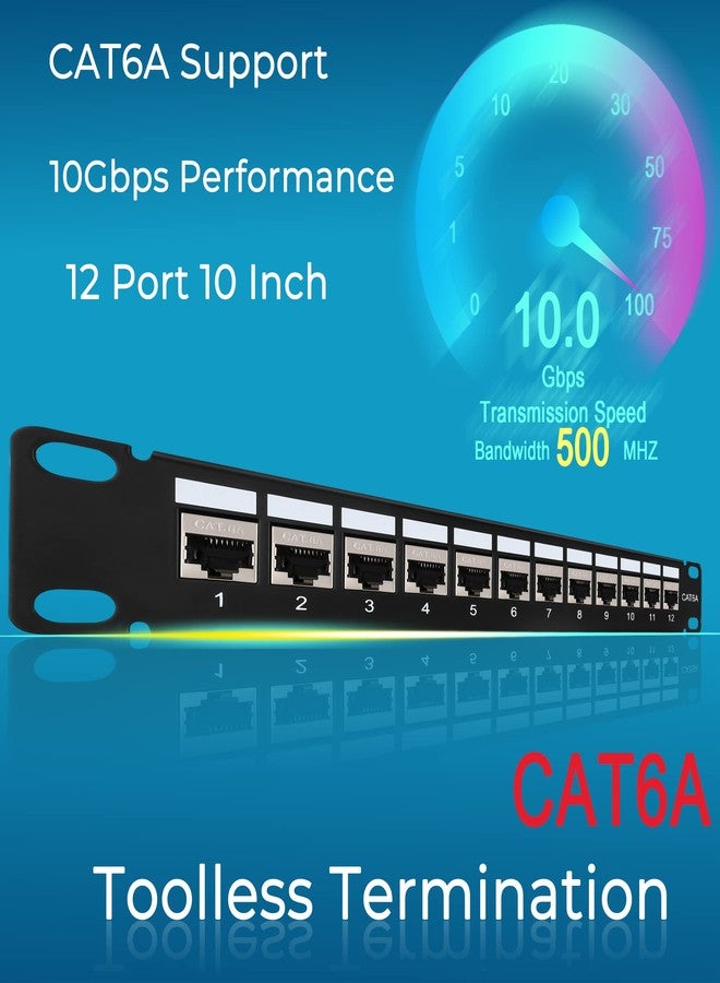 Rapink Mini 12 Port Cat6A Patch Panel with Inline Keystone 10G Support, Shielded 10-Inch with Removable Back Bar, 1U Network Patch Panel for Cat7, Cat6, Cat6A, Cat5e - Image 4